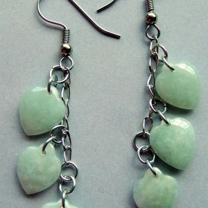 Natural Jadeite Hearts / Drilled / High Polish Pastel Green / Vintage Stones / 6 pcs. / Jewelry Components bild 4