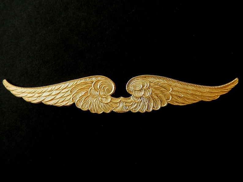 Vintage Brass Stamping Wings with Ornate details 3 12/' x 58