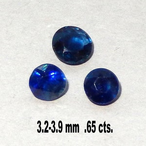 Blue Sapphires/ 3.2-3.9mm. faceted Rounds/ Natural/Untreated/Mixed Lots