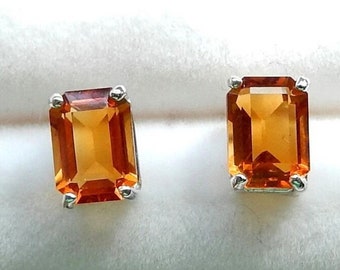 Golden Citrine / Faceted Octagon / 925 Sterling / Post & Nut Design / Two Sizes