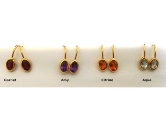 Natural Gemstone Earrings / 6x4 mm Faceted Ovals / 14K/20 GF Findings / 5% Gen. 14K. Gold