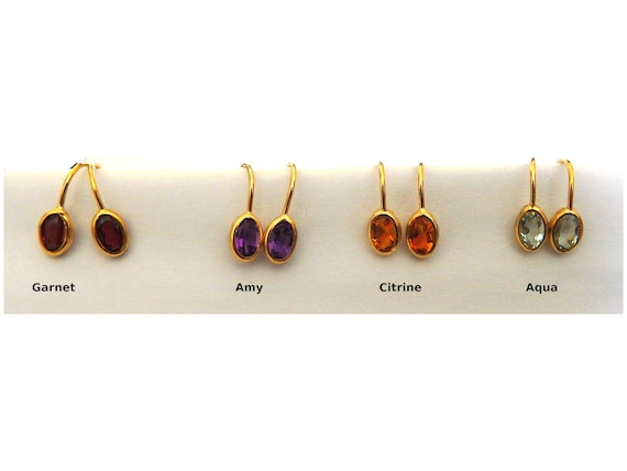 Boucles D'oreilles Vintage VAUBEL Plaquées Or 14k Avec Pierres Semi-précieuses