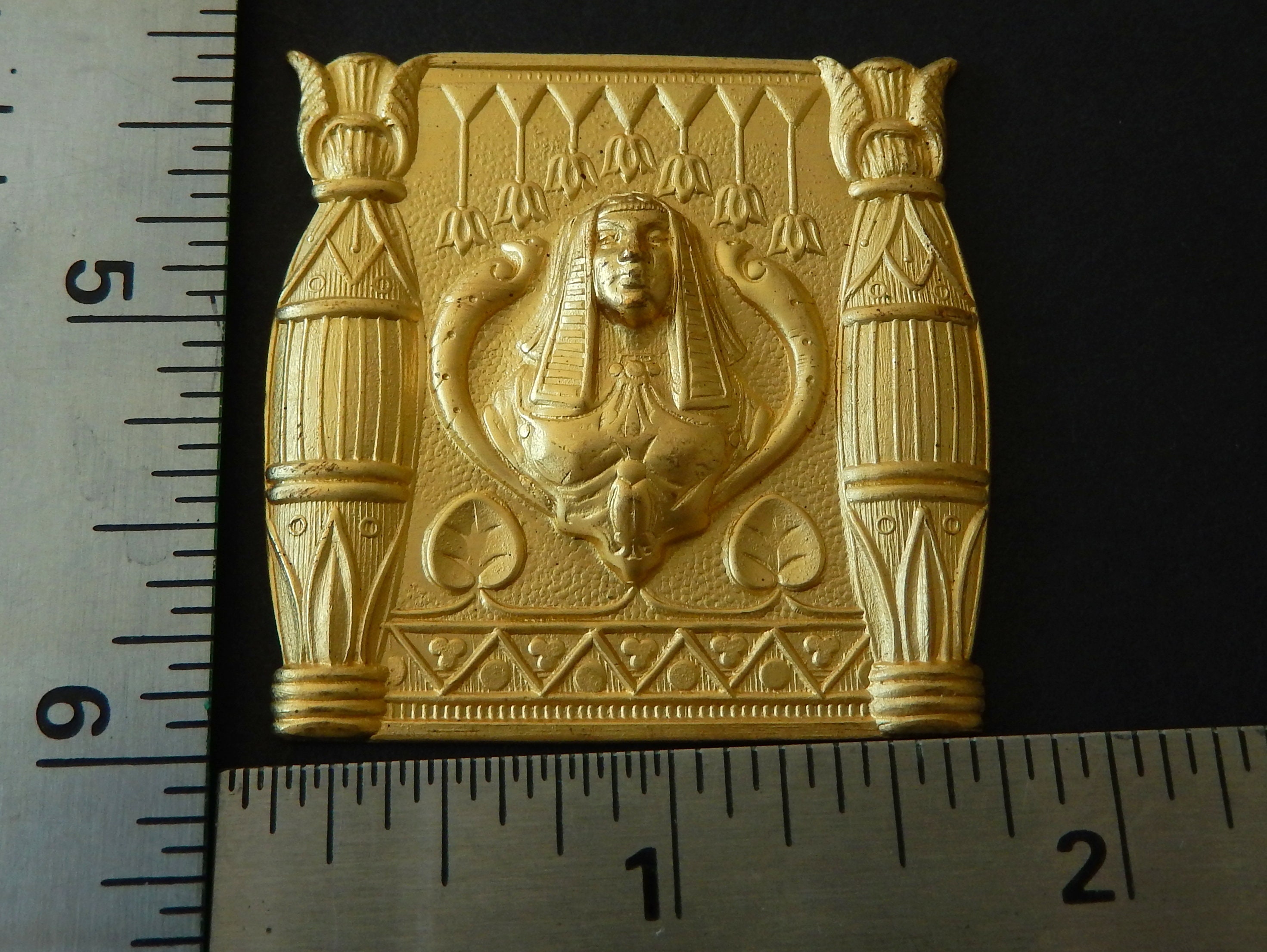 Vintage Design Raw Brass Stamping / Egyptian Revival / Etsy