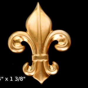 Vintage Brass Stamping Design/ Raw Brass / Fleur de Lis/ Design on Topside