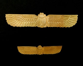 Vintage Egyptian Revival Design Raw Brass Stamping / Winged Scarab /Detailed Design / 2 Sizes
