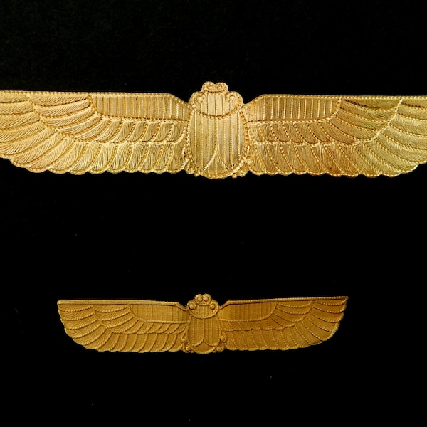 Vintage Egyptian Revival Design Raw Brass Stamping / Winged Scarab /Detailed Design / 2 Sizes