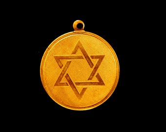 Vintage Raw Brass Stamping / Star of David / Round Disk with Loop for Hanging/  Mixed Lots