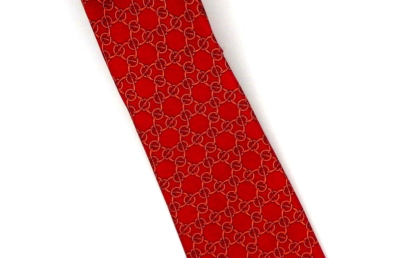 Cravates Hermès en soie vintage / Motifs rouges ou bleus / Fabriquées en France image 7