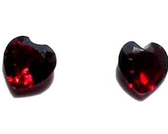 Rich Red Madagascar Garnets in Faceted Heart Shapes / 7x7 Mm Size / Hand Cut Stones