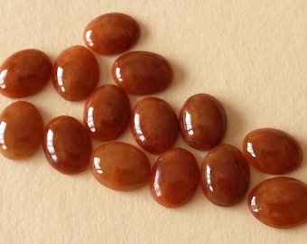 Orange Jade Oval Cabochons: Natürliche unbehandelte Edelsteine (9 x 7 mm)