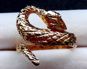 Egyptian Ring / Cobra / 18K. Yellow Gold Tone / Adjustable Size 6-9