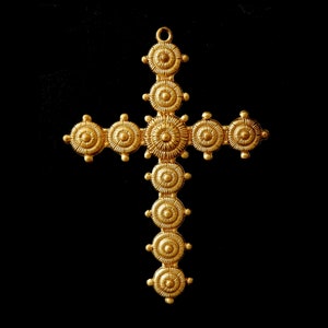 Vintage Raw Brass Stampings/ Ornate Cross / Large / 3 1/4&quot; x 2 1/4&quot;