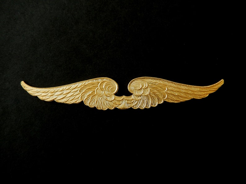 Vintage Brass Stamping Wings with Ornate details 3 12/' x 58