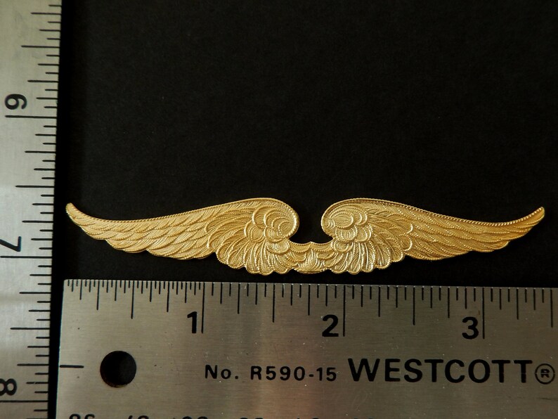 Vintage Brass Stamping Wings with Ornate details 3 12/' x 58