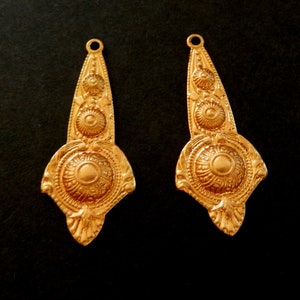 Ornate Stampings w. Loops /Raw Brass Stamping/  1 3/8" x 5/8"