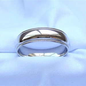 Solid Platinum Wedding Band/ Milgrain / 6 mm. Width/Hand Crafted in USA/ Size 12