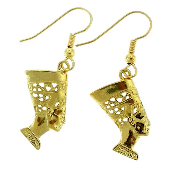 Nefertiti Filigree Earrings Famous Egyptian Queen Gold