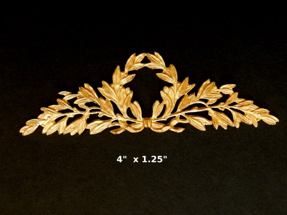 Ornate Leaf/Wreath Design/ Raw Brass Stamping/ 4" x 1.25" / Craft or Jewelry Component