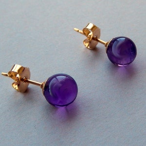 Amethyst Bead Earrings/ Natural Purple / 14K/20 Gold Filled/ 6.5 mm Range Size