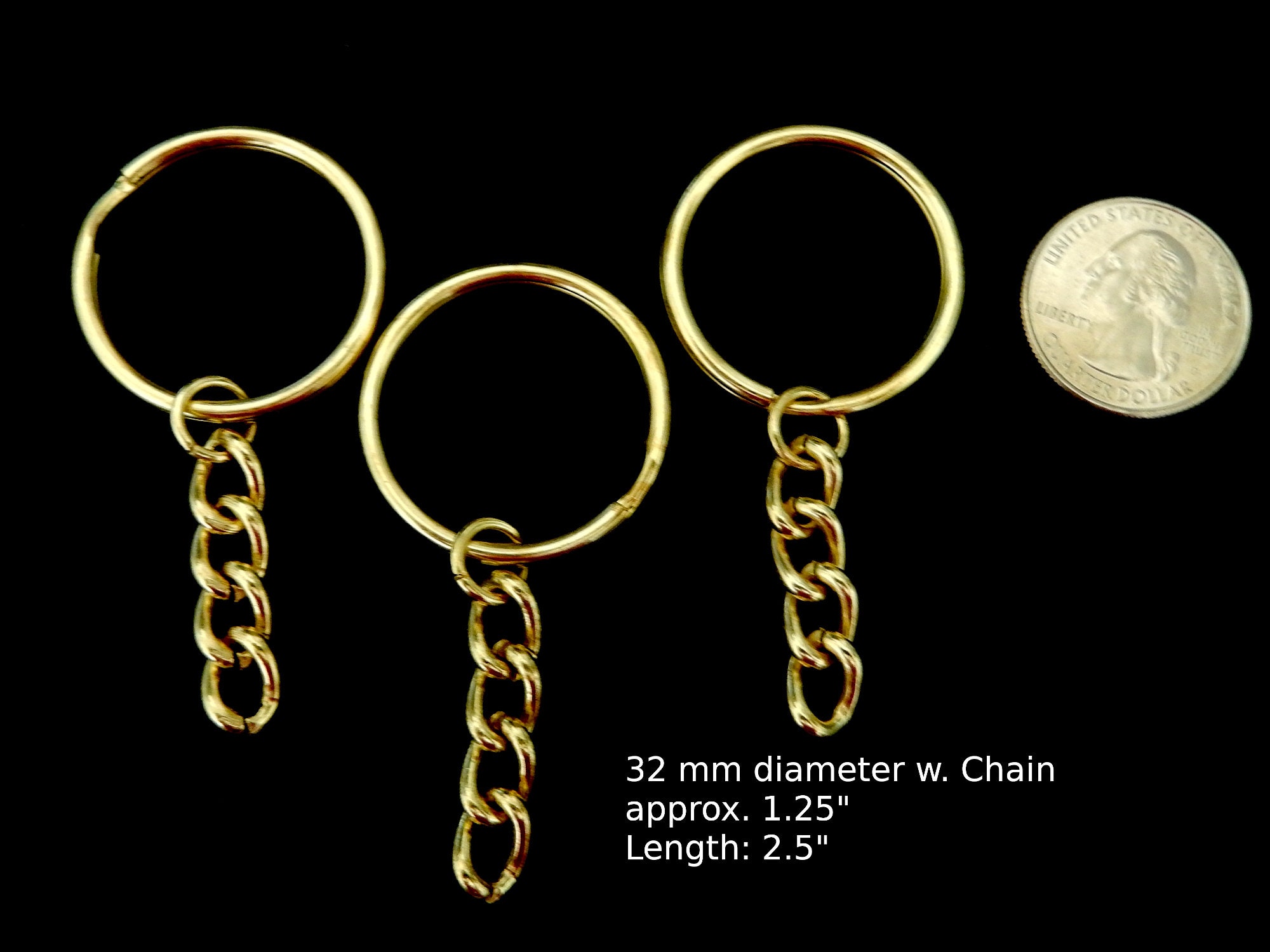 40-Pack Heavy Duty Metal Key Rings Black Round 32mm Car Key Ring