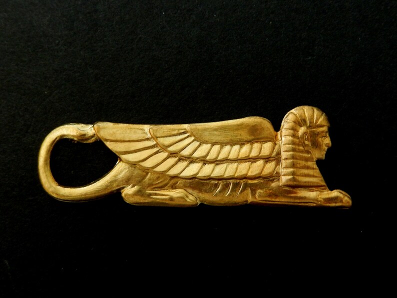 Vintage Brass Stamping / Ancient Egyptian Sphinx Profile / Etsy