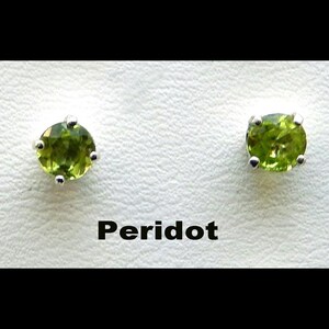 Peridot Earrings / August Birthstone/Small 4 mm. Faceted Peridots/ Excellent Color