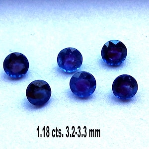 Blue Sapphires/ Faceted Rounds/3-3.5mm/Mixed Lots/Natural /Untreated