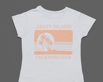 Amity Island Vacation Club Women's T-Shirt | Jaws Horror Fan Shirt Retro Design Tee Shirt