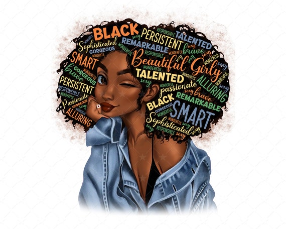 Natural Hair Black Girl Black Queen png African American | Etsy