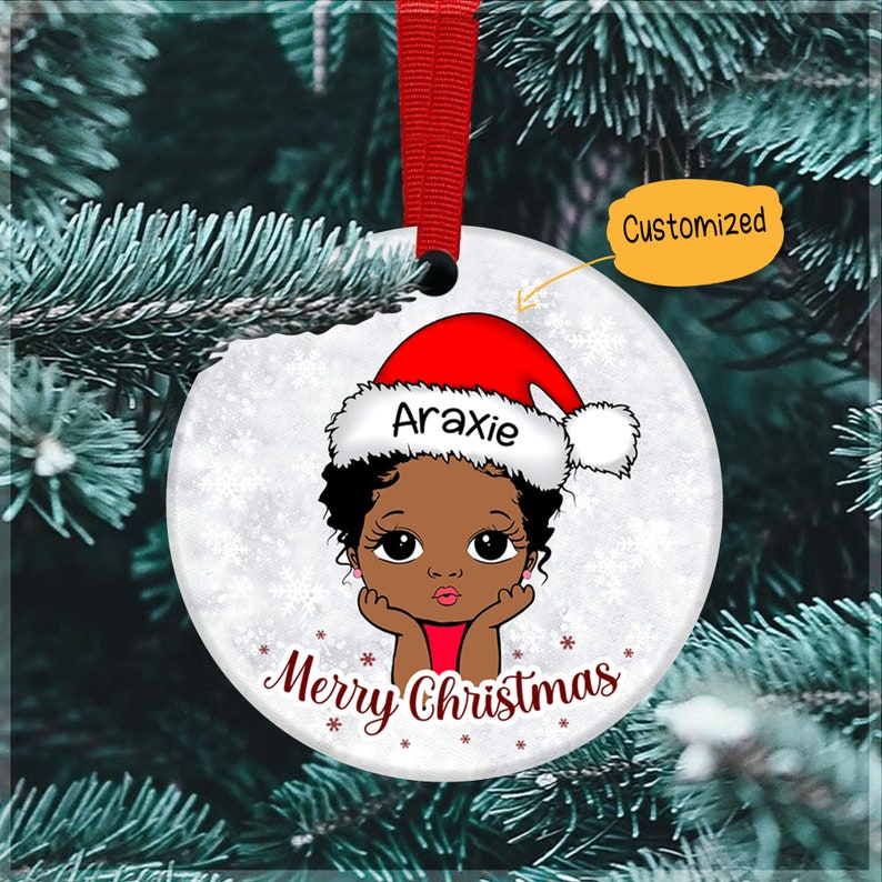 Personalized Names Black Cute Girl Ornament Black Melanin | Etsy