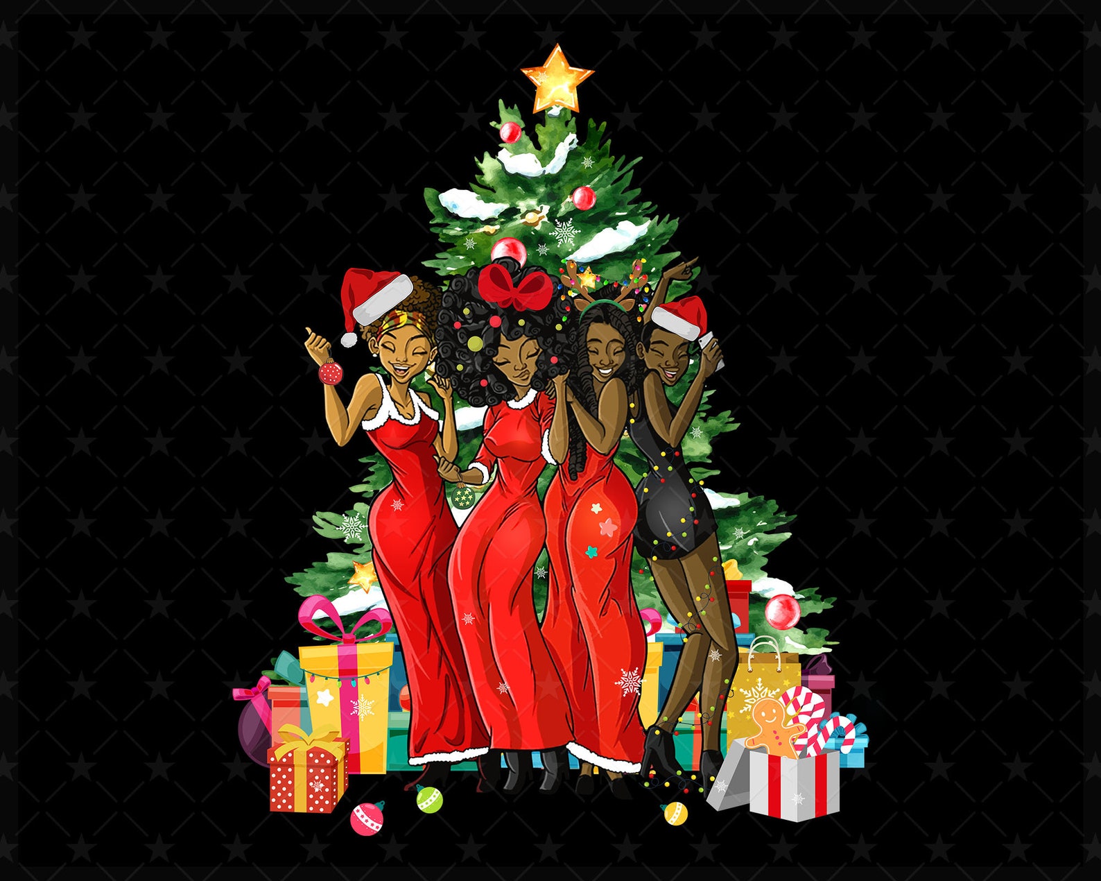 Black Women Merry Christmas png Black Girls Christmas Gifts Etsy