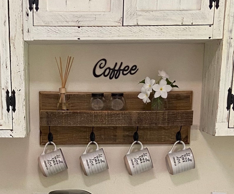 Coffee Mug Rack Shelf Coffee Bar Mug Hanger Coffee Mug Etsy
