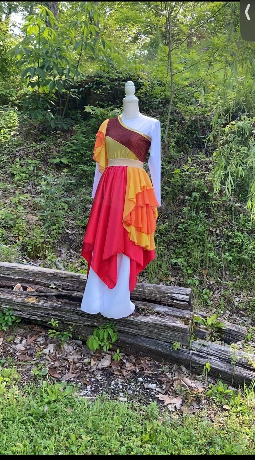 Red Orange Yellow Pentecost Ephod Dance Rojo Y Dorado Efod De Danza Praise Dance Overlay Liturgical Dance. Etsy UK