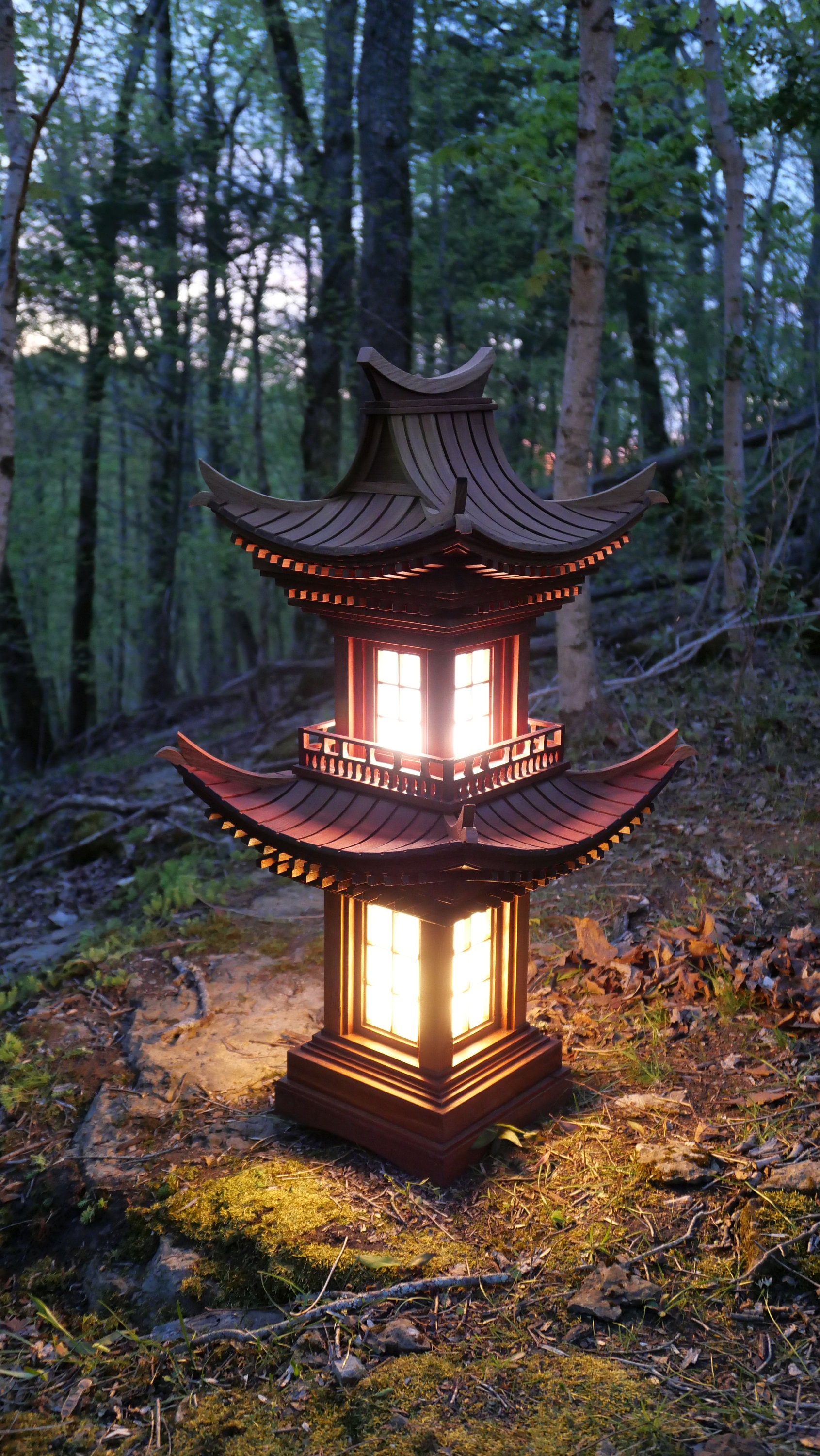 Japanese Lantern Pagoda Wooden Lantern Wooden Lamp Asian Lamp