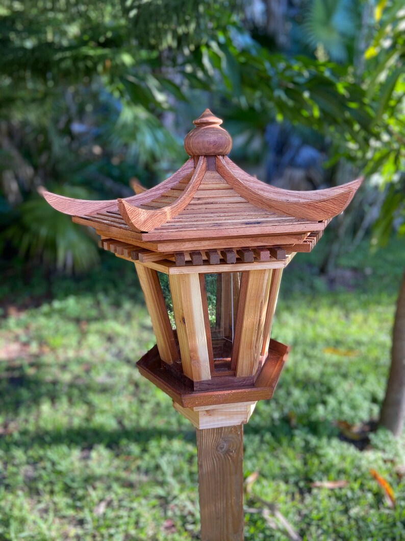 Pagoda Bird Feeder Cedar Exterior Sealant Ready for Etsy