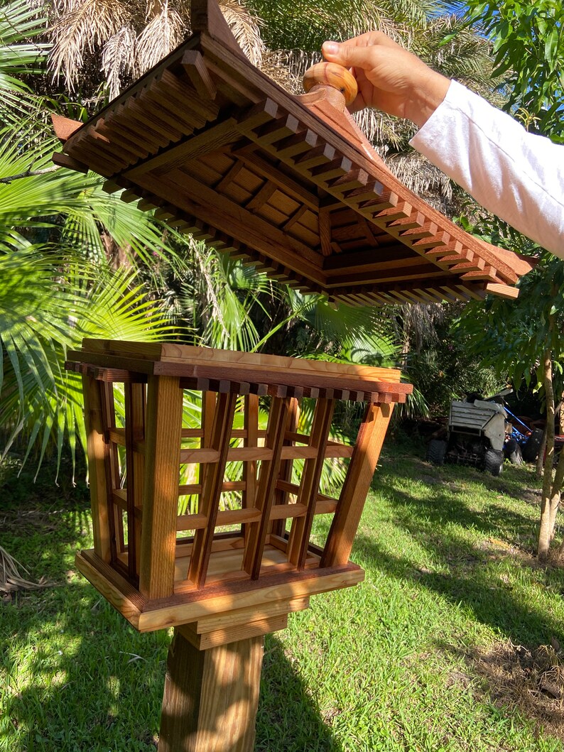 Asian Birdhouse Cedar. Easy to Clean . Handmade Bird Feeder | Etsy