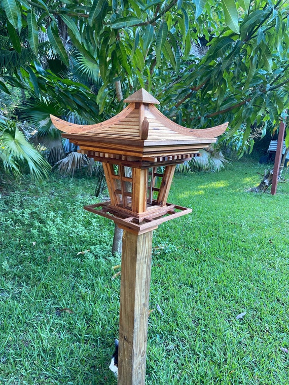 Asian Birdhouse Pagoda Cedar Handmade Bird Feeder Base Etsy India