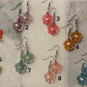 Flower Bead Earrings // Pearl Bead // Variety of Colors