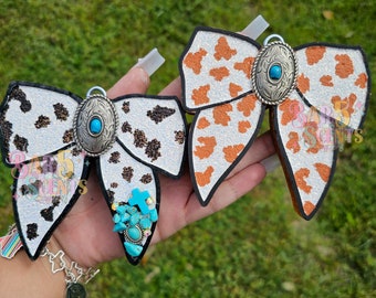 Coquette bow freshie/ cow hair bow/carfreshie/ bow freshie/ hair bow freshies/ cow vaquerette bow