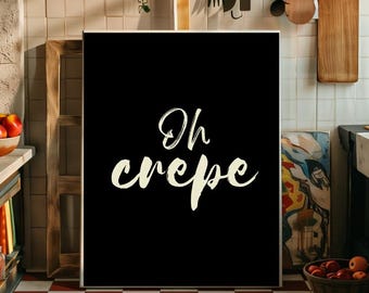 Crepe Kitchen Wall Print, Black and Beige Print, Minimal Kitchen Print, Instant Download