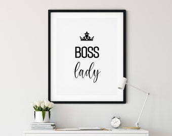 Decoración de pared para oficina femenina, Arte para mujeres jefas, Lámina para mujer emprendedora, Láminas para pared de mujeres líderes, Impresión digital, Descarga instantánea