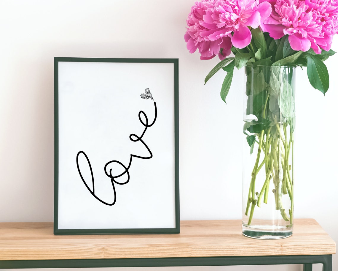Love Sign Love Word Print Inspirational Wall Art Bedroom Etsy