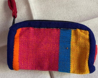 Colorful Cotton Canvas Keychain Pouch, Small Cosmetic Bag