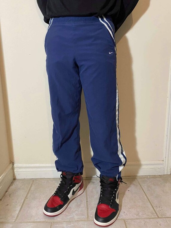 Navy Nike Trackpants With White Stripes