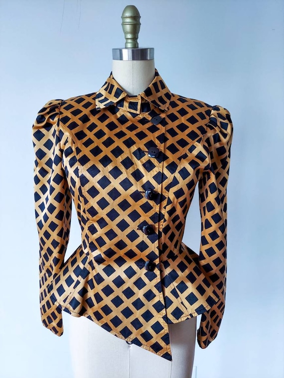 Vintage Asymmetric Cut Silk Blazer, tailored vint… - image 8