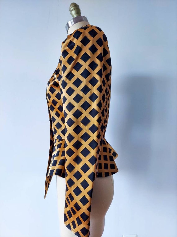 Vintage Asymmetric Cut Silk Blazer, tailored vint… - image 5