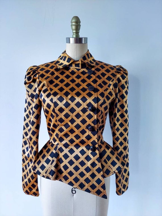 Vintage Asymmetric Cut Silk Blazer, tailored vint… - image 1