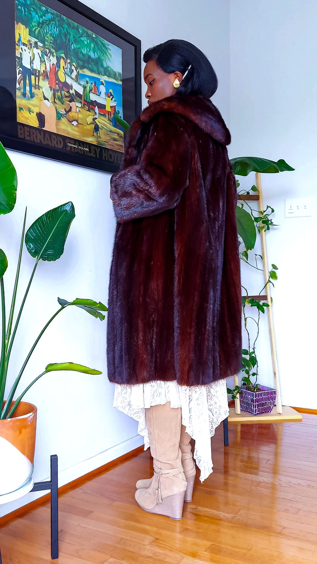 Manteau En Fourrure Vintage Alfred Boge - Marron Foncé - Taille L - Occasion Très Bon état (petits Défauts Signalés)