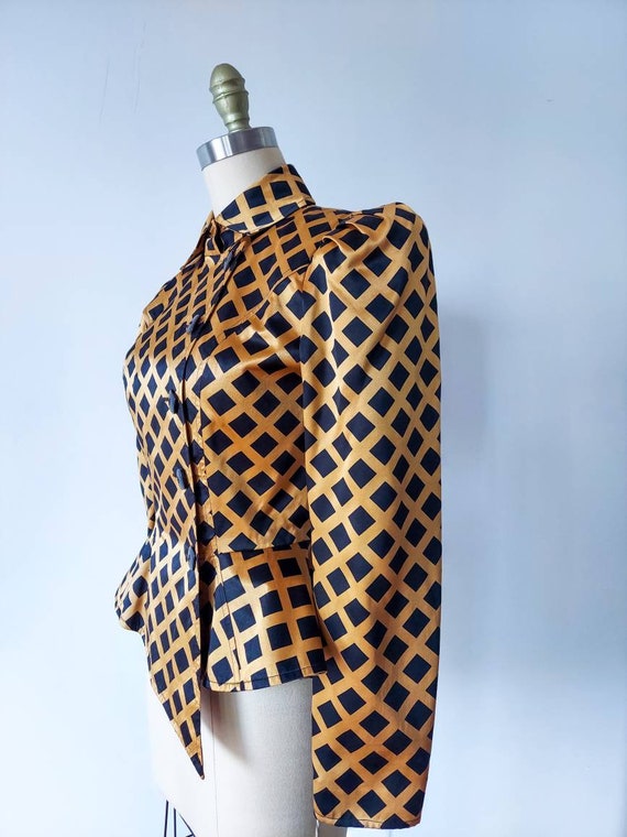 Vintage Asymmetric Cut Silk Blazer, tailored vint… - image 3