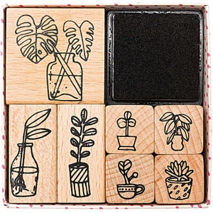 Set di timbri Paper Poetry "Hygge Plants" 8 pezzi